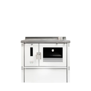 Fogão com Forno a Lenha Branco Esmaltado Oliveirinha Porta em Vidro  6.8Kw