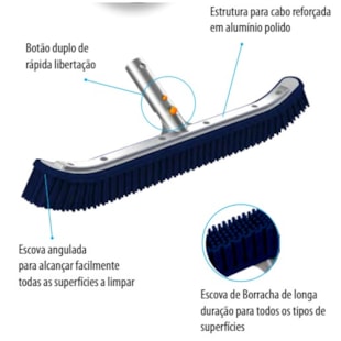 Escova limpa paredes curva c/ cerdas de borracha FX PRO (50cm)