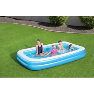 Piscina BestWay infantil 2 anéis retangular cor turquesa - 305x183x46cm