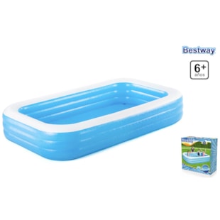 Piscina BestWay infantil 3 anéis retangular cor turquesa - 305x178x56cm